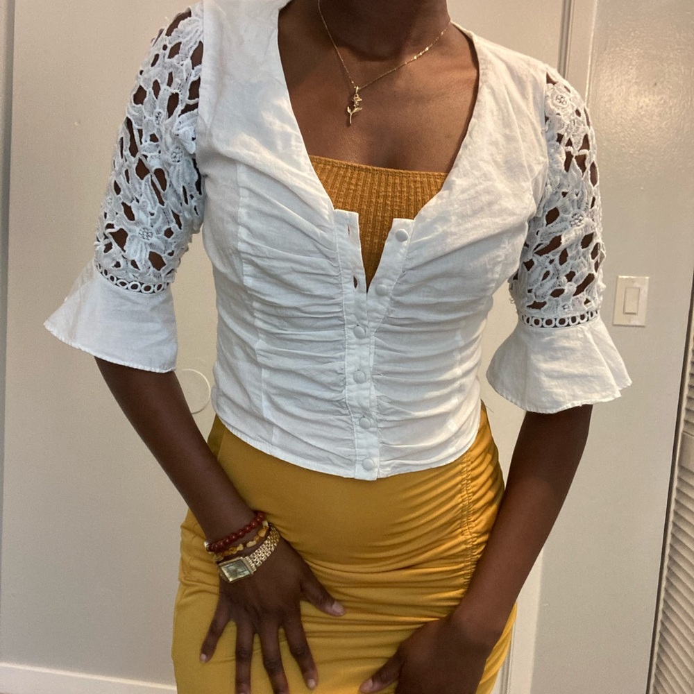 White button down blouse